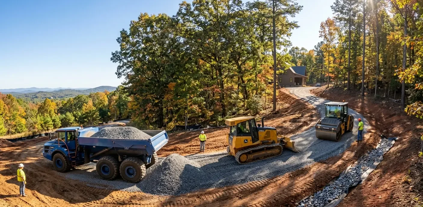 Gravel driveway through property in Polk County Georgia